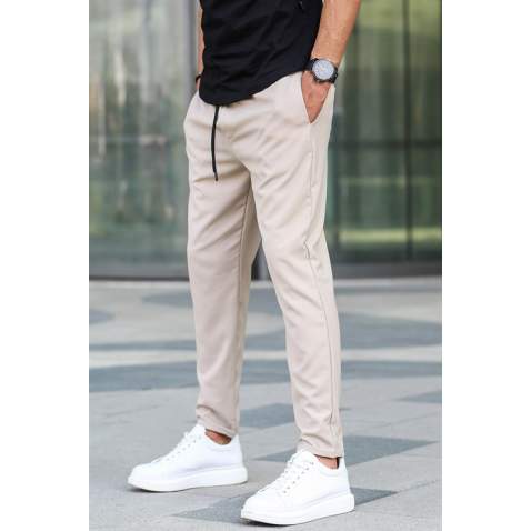 Madmext Men Beige Jogger Trousers 4242 - Bej