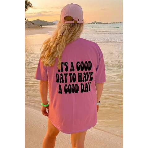 Women Printed Pink T-Shirt - Pembe