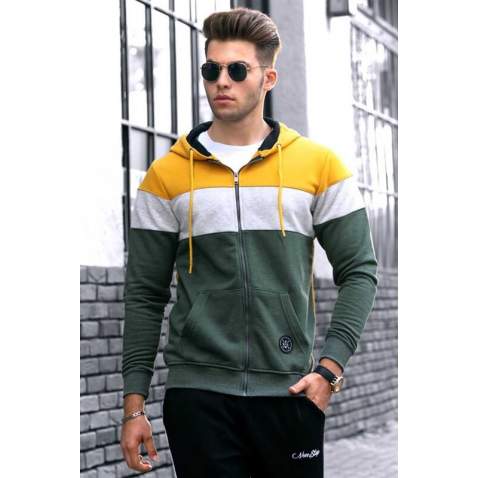 Madmext Men Yellow Sweatshirt Hoodie 2818 - Sarı