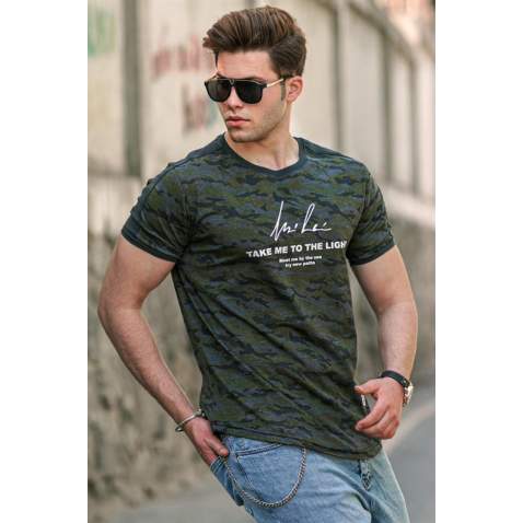 Madmext Mixed Colours Shoulder Striped T-shirt for Men-2 4618 - Kamuflaj