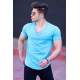 Madmext Turquoise Button-up T-shirt for Men 4490 - Turkuaz