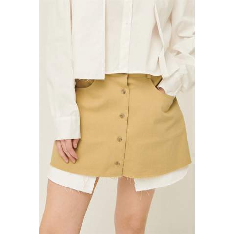 Women Beige Basic Mini Skirt - Bej