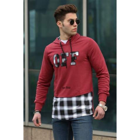 Madmext Men Maroon Hoodie Sweatshirt 2655 - Bordo