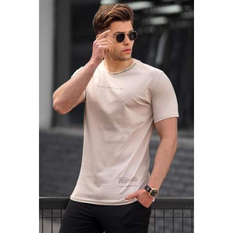 Madmext Men Printed Beige T-shirt 5258 - Bej