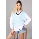 Women Striped Baby Blue Sweater - Bebe mavisi