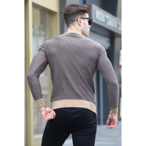 Madmext Men Designed Camel Sweater 5190 - Camel