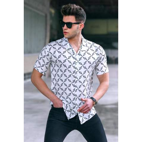 Madmext Men Designed White Shirt 5537 - Beyaz