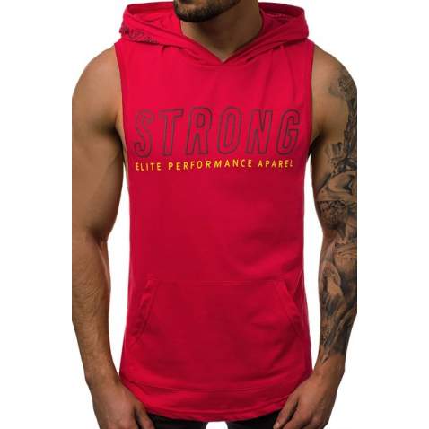 Sleeveless T-Shirt In Hooded Red 2992 - Kırmızı