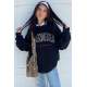 Mad Girls Printed Navy Blue Sweatshirt MG780 - Lacivert