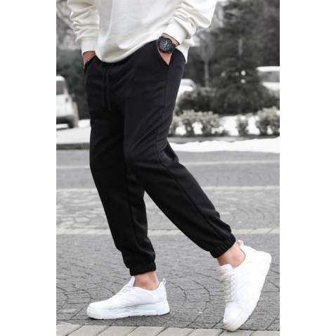 Men Black Basic Jogger Trousers - Siyah