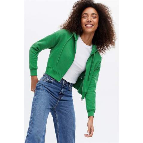 Mad Girls Cropped Green Sweatshirt MG1355 - Yeşil