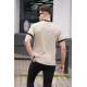 Men Beige Zip Neck T-Shirt - Bej