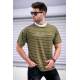 Madmext Men Striped Khaki T-shirt 5801 - Haki