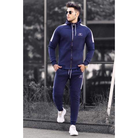 Madmext Navy Blue Printed Men Tracksuit Set 4671 - Lacivert