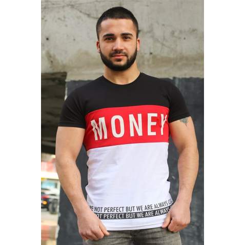 Madmext Black "Money" Printed T-shirt for Men 3077 - Siyah