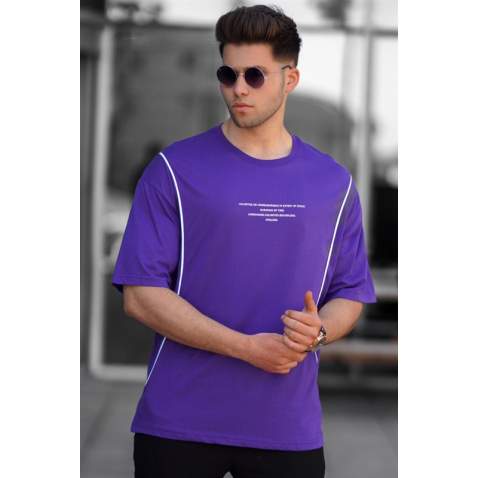 Madmext Purple Oversize Printed T-shirt for Men 5234 - Mor