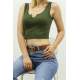 Mad Girls Khaki Crop Top MG362 - Haki