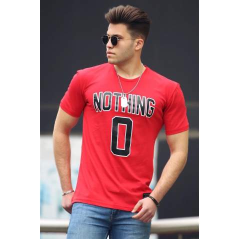 Madmext Red Printed T-shirt for Men 4394 - Kırmızı