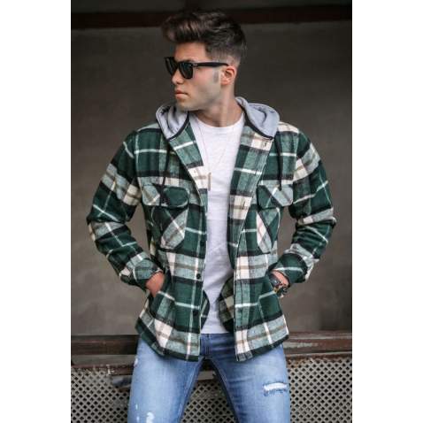 Madmext Men Plaid Green Shirt 5528 - Yeşil