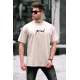 Madmext Men Embroided Beige T-shirt 5380 - Bej