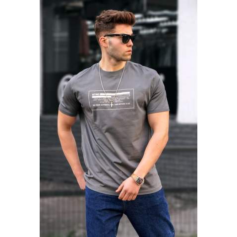 Madmext Men Smoke Gray T-shirt 5389 - Füme