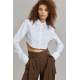 Mad Girls White Crop Top Shirt MG1382 - Beyaz