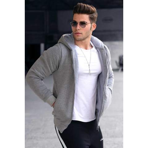 Madmext Men Gray Cardigan 22377 - Gri