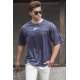 Madmext Navy Blue Oversize T-shirt for Men 5233 - Lacivert