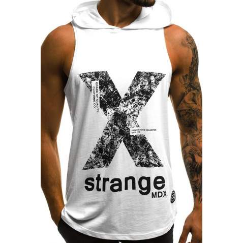 Madmext Men White Hoodie Vest 2649 - Beyaz