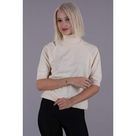 White High Neck Knitwear Sweater MG1565 - Krem