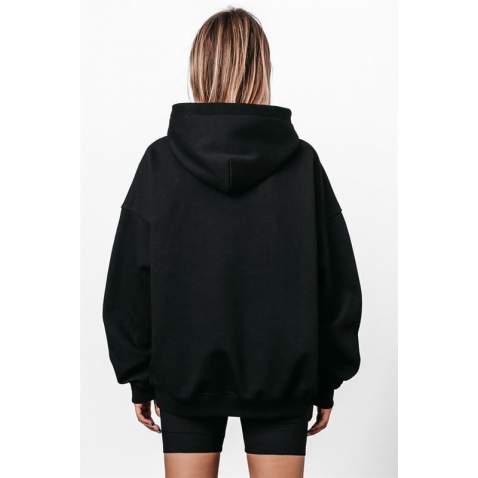 Mad Girls Embroided Black Sweatshirt Hoodie MG812 - Siyah