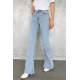 Women Ice Blue Bell Bottom Cut Jeans MG1518 - Buz mavisi