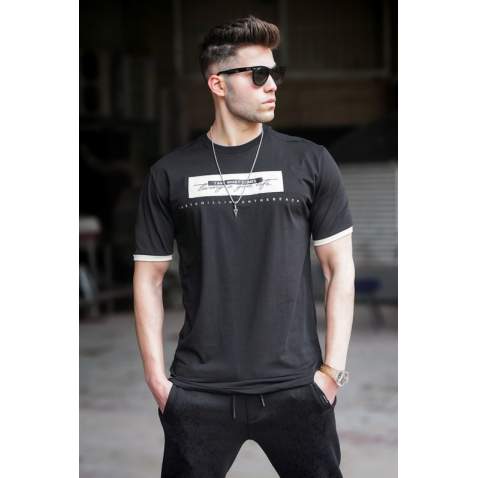 Madmext Men Printed Black T-shirt 5394 - Siyah