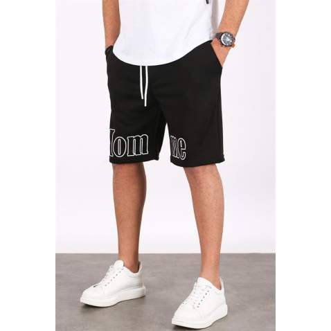 Madmext Men Printed Black Capri Shorts 5439 - Siyah