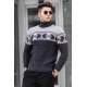 Madmext Anthracite Turtleneck Patterned Jumper 4731 - Antrasit