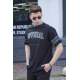 Men Printed Black Oversize T-Shirt - Siyah