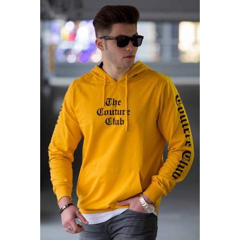 Madmext Men Hoodie Yellow Sweatshirt 2877 - Sarı