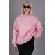 Pembe Kaşkorse Detaylı Bisiklet Yaka Sweatshirt MG1567 - Pembe