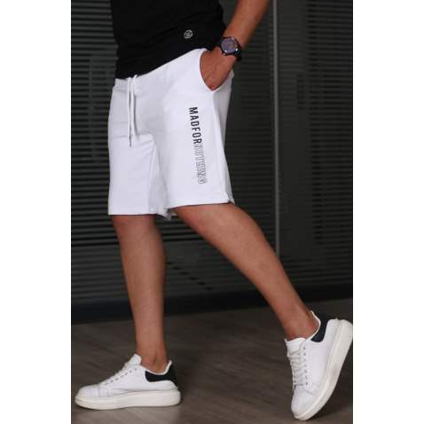 Madmext White Capri Shorts 5403 - Beyaz