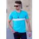 Madmext Blue Striped T-shirt for Men 4578 - Mavi