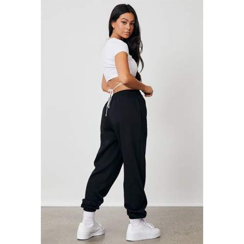 Women Black Oversize Sweatpants MG1235 - Siyah