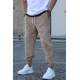 Men Beige Velvet Sweatpants 5466 - Bej