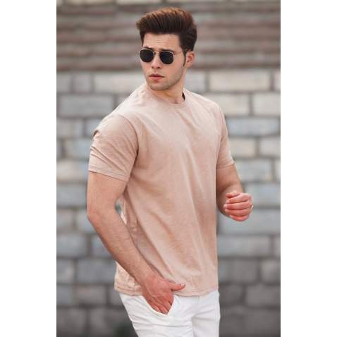 Madmext Men Beige T-shirt 5268 - Bej