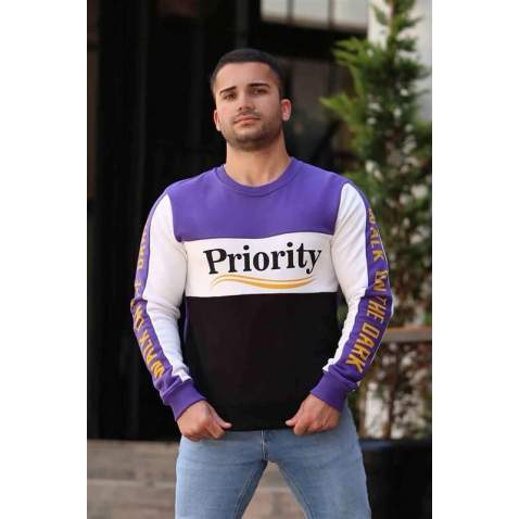 Madmext Men Printed Purple Sweatshirt 2844 - Mor