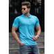 Madmext Men Blue Polo Zipper T-shirt 4636