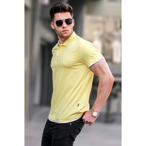 Men Basic Yellow Polo T-Shirt 5885 - Sarı