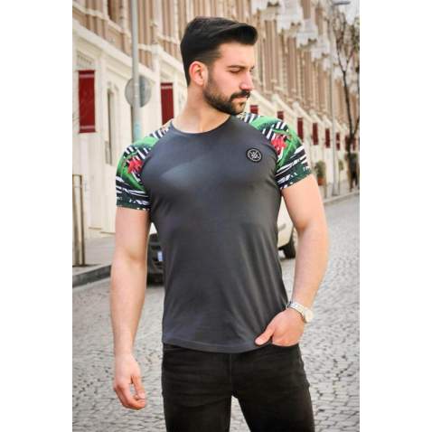 Madmext Dark Grey Camouflage T-shirt for Men 3012 - Füme