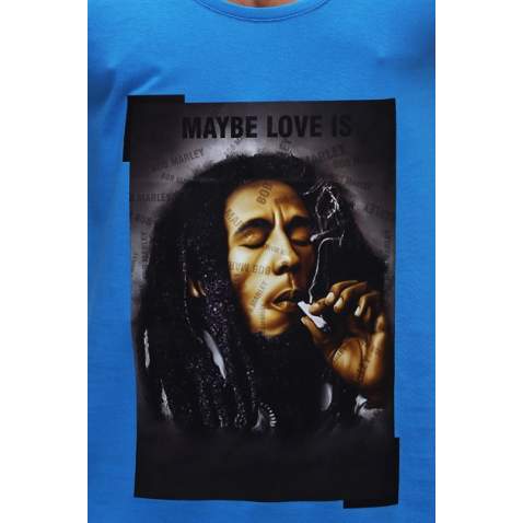 Madmext Turquoise Bob Marley's Printed T-shirt for Men 2634 - Turkuaz