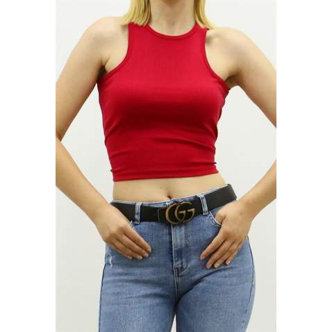 Mad Girls Maroon Crop Top MG361 - Bordo