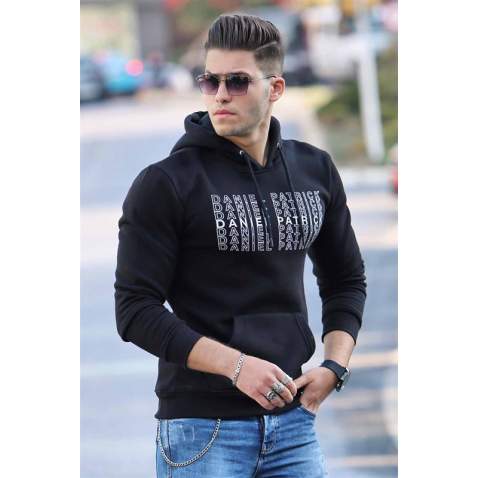 Madmext Black Printed Hoodie 4407 - Siyah